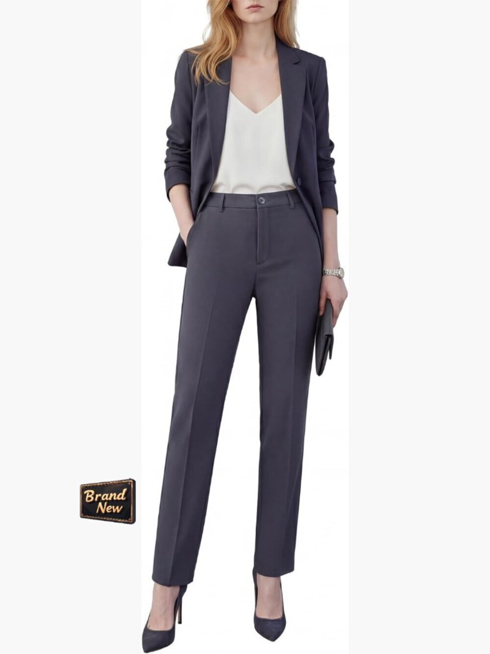 Women's 2-Piece Suit Set Blazer Straight-Leg Pants Business Professional Outfit